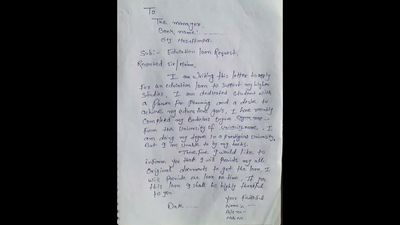 How to write a letter to the bank manager for education loan!Education loan !#viral #application