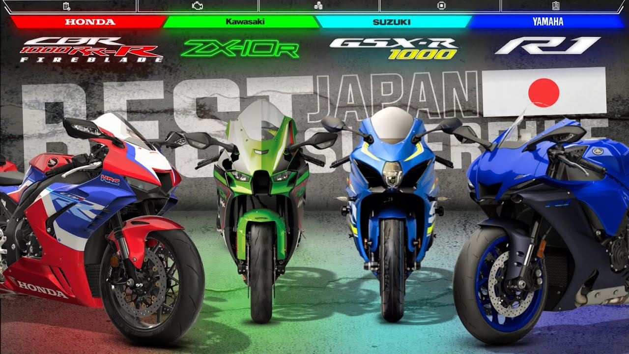 Honda CBR1000RR-R vs Kawasaki ZX-10R vs Yamaha R1 vs Suzuki GSX-R1000 ┃2023 Best Japanese Superbike