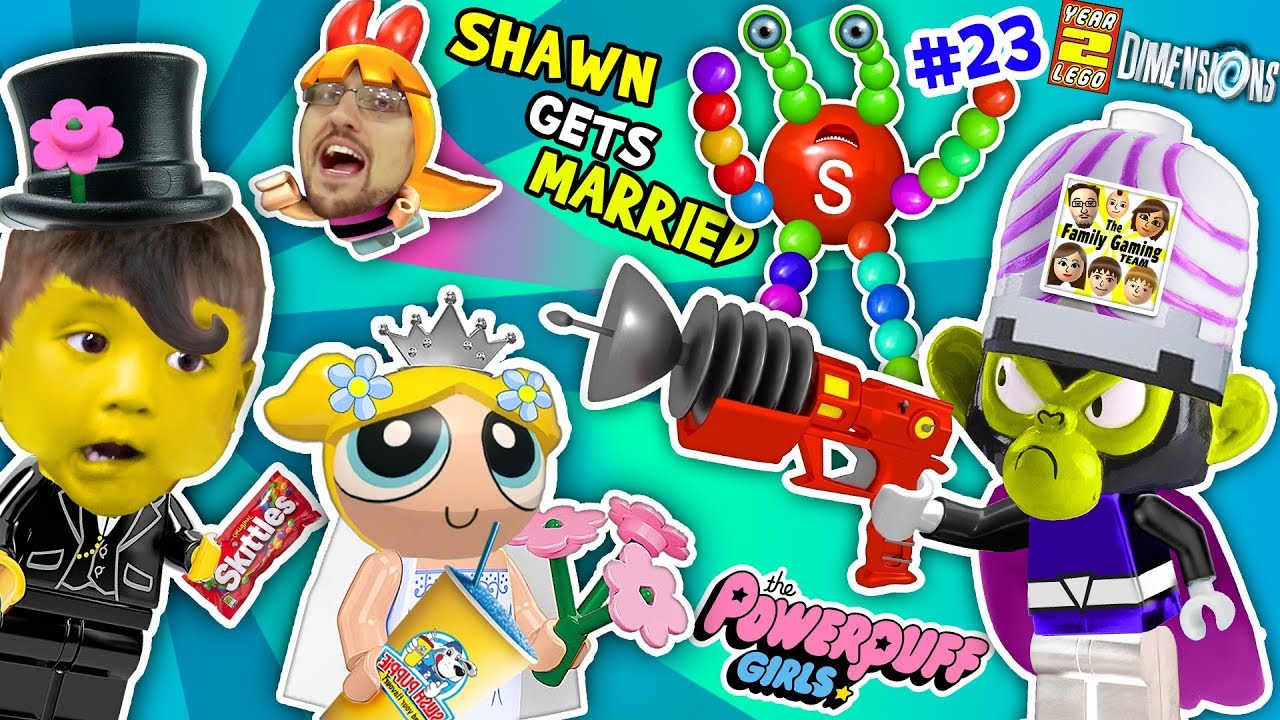 POWERPUFF GIRLS MARRY BABY SHAWN!  FGTEEV Lego Dimensions Giant Colors Skittles Monkey (Year 3 #23)