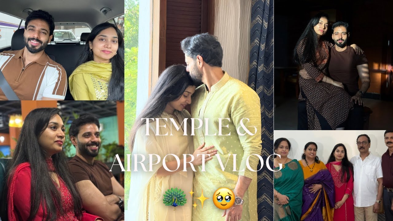 Temple Dharshan + Airport Journey | Abhiram Krishnakumar Sreena | Sneha Premraj 🛕🦚✨🌺