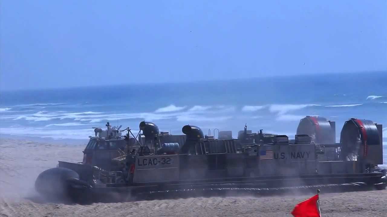 Marines and Sailors Operate Hovercraft During Amphibious Training - LCAC Landing Craft