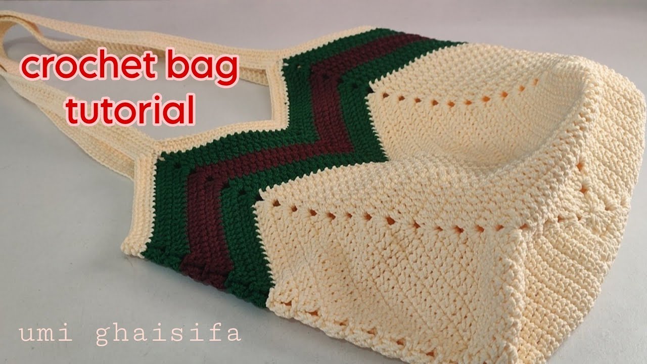 Cara membuat tas rajut untuk pemula Crochet chevron bag tutorial