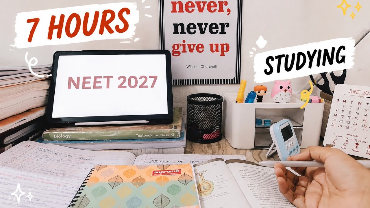 7 Hours of Studying for NEET 2027 📚📚 #neetexam #class12 #neet 