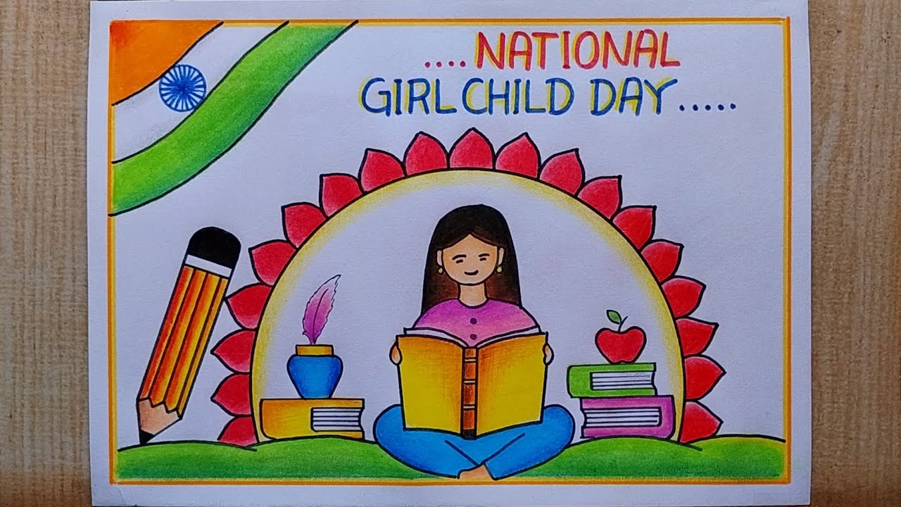 National Girl Child Day Poster drawing easy| Save Girl Child drawing| International Girl Child Day