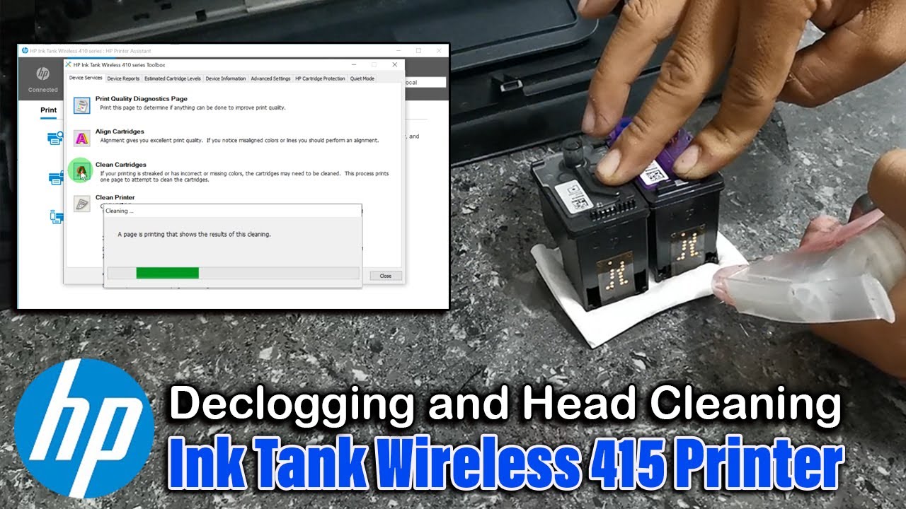 HP Ink Tank Wireless 415 Printer - Printhead Declogging and Head Cleaning Solution.