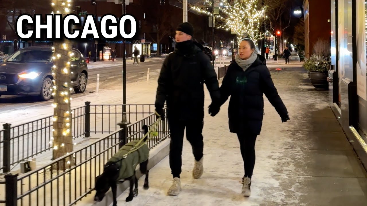 Chicago Lake Effect Snow Walk ❄️ On Monday | January 6, 2025 | 4K 60fps Video, City Sounds