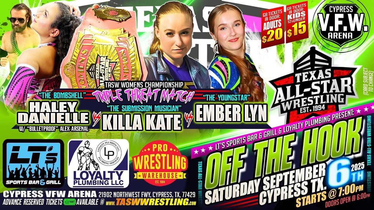 Haley Danielle vs. Ember Lyn vs. Killa Kate TASW women’s championship ￼