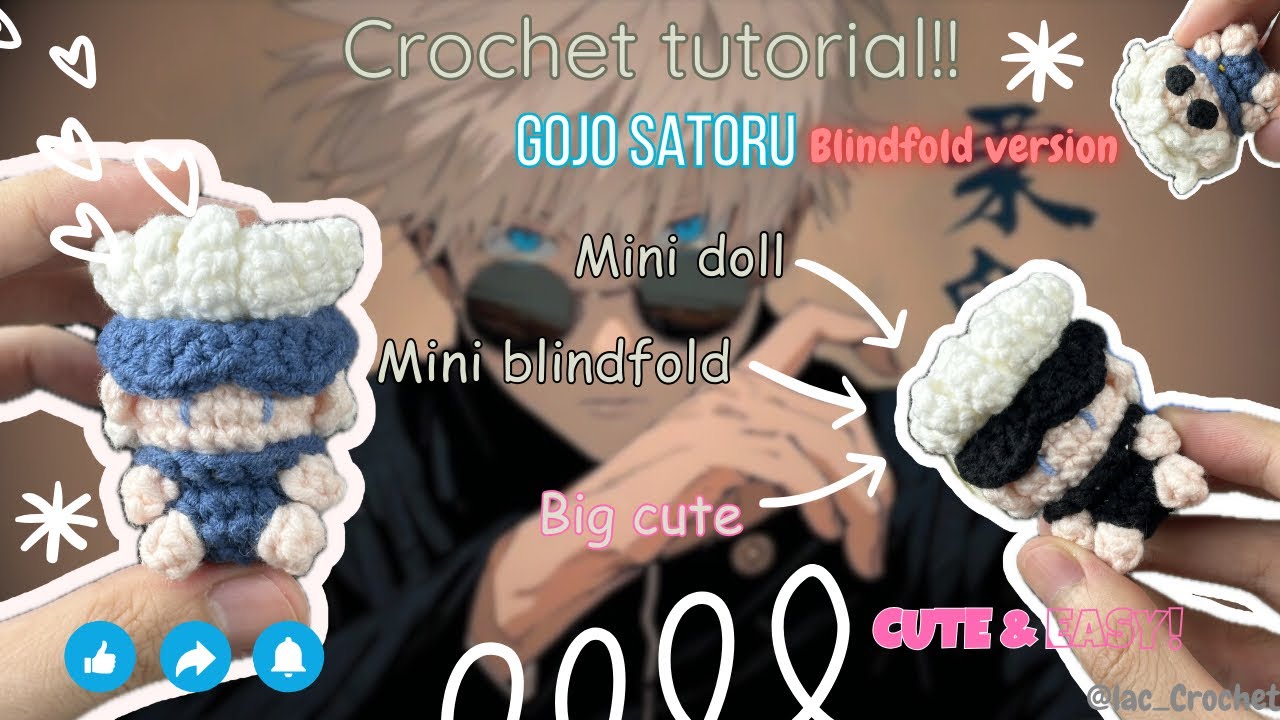 Crochet Gojo Satoru Amigurumi 🔵 😎 | EASY Blindfold Gojo Tutorial (Jujutsu Kaisen) | Lac Crochet🧶