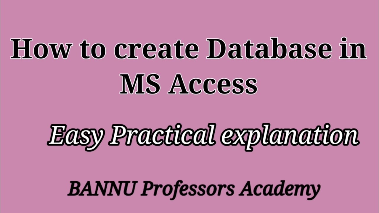 How to Create database in MS ACCESS lecture#1 jamshaid computer academy