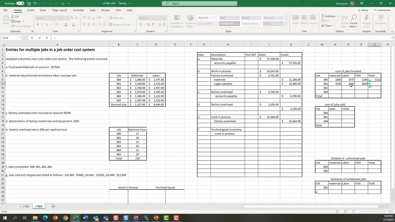 Job Order Cost System c19 Demonstration Problem 2