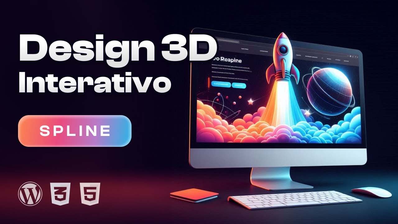 Site com Design Interativo 3D | Spline no WordPress Elementor e Código Puro