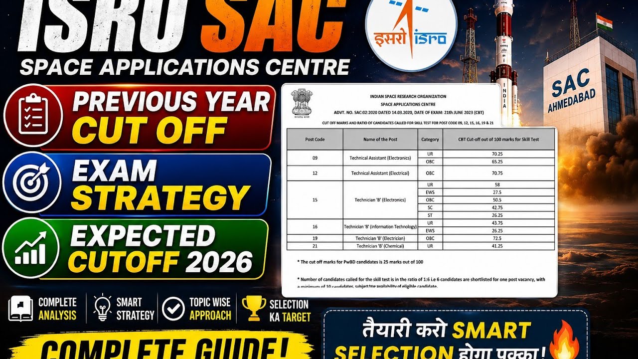 ISRO SAC Previous Year Cut Off 2023-25 🔥 | Expected Cut Off 2026 | Exam Strategy | Technician-B & Ta