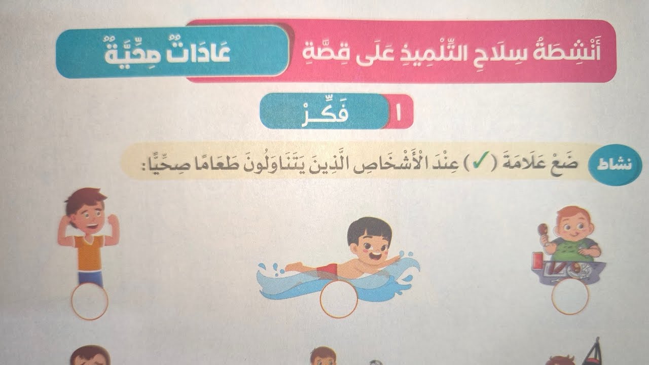 حل أنشطة سلاح التلميذ على قصة (عادات صحية) للصف الثاني الابتدائي الترم الأول 2025