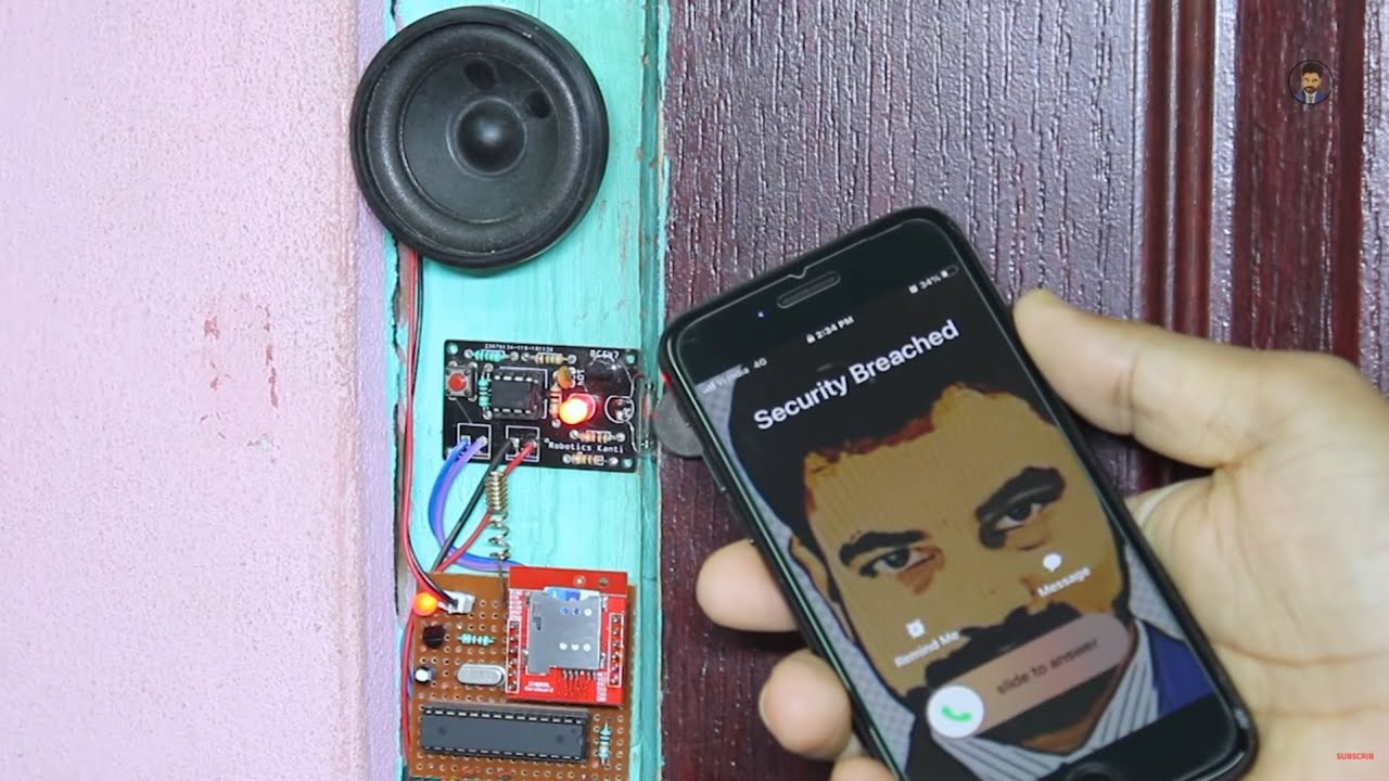 how to make door security alarm with mobile at your home