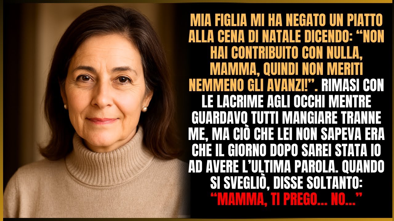 Alla cena di Natale mia figlia disse: “Non hai diritto nemmeno agli avanzi!”. Il giorno dopo...