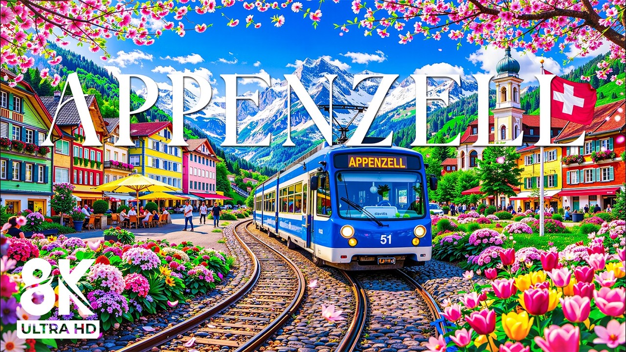 Аппенцелль весной 8K 🌷 Зеленые холмистые луга и неподвластное времени альпийское очарование