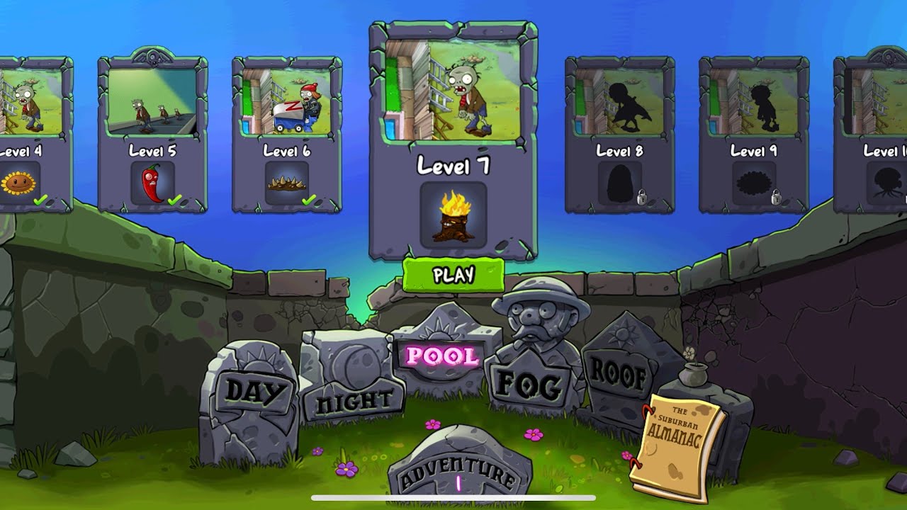 Plants vs Zombies level 7 (pool)