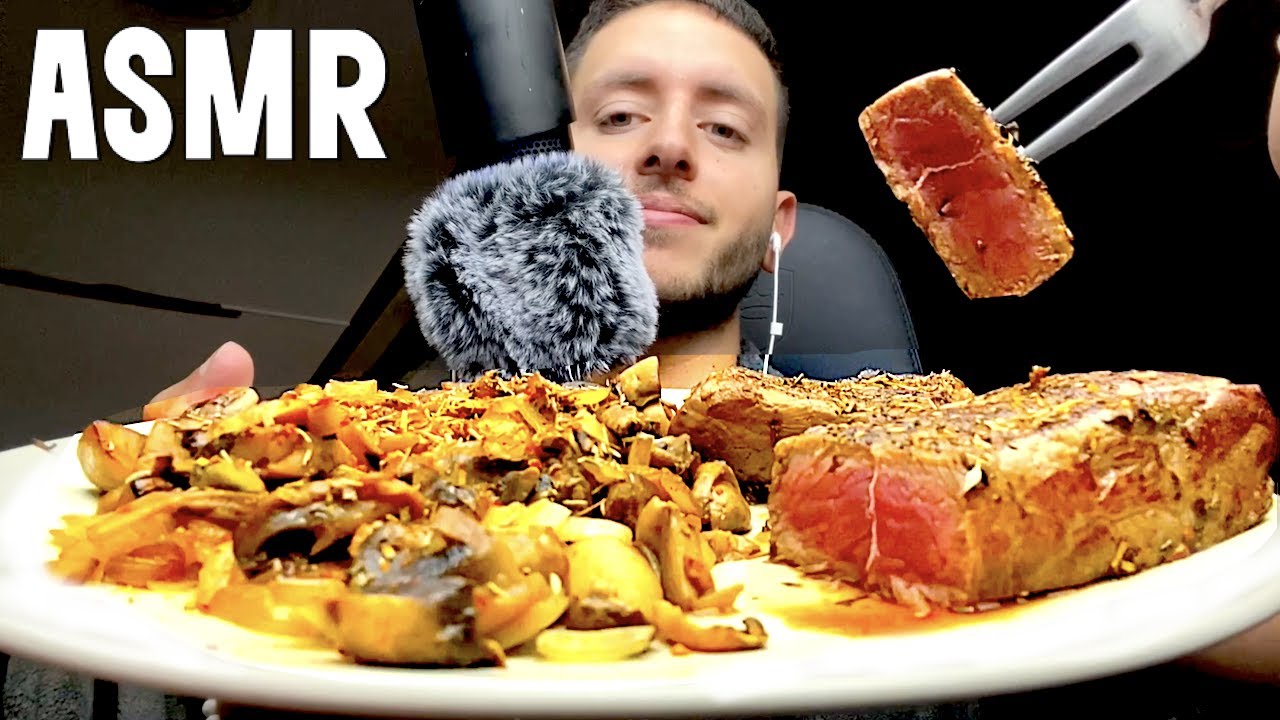ASMR FR - Dégustation STEAK AUX OIGNONS ET CHAMPIGNONS !