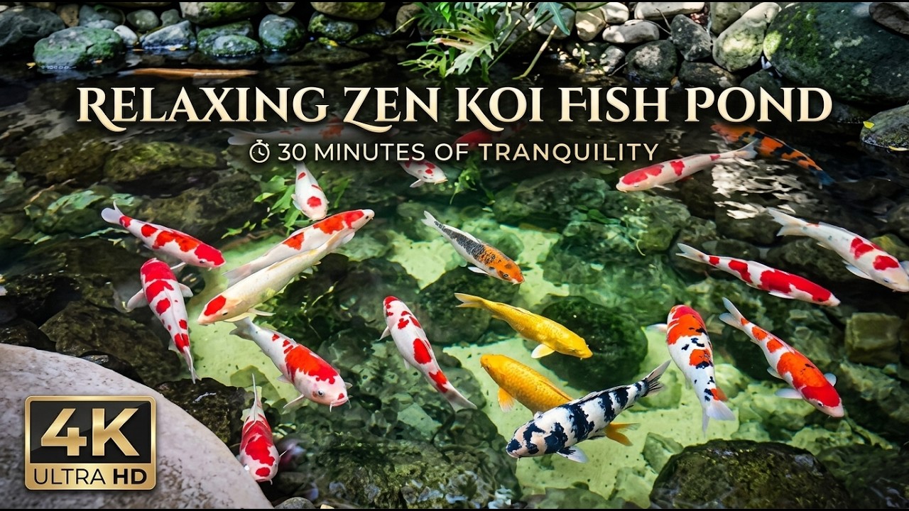 30 Minutes Relaxing Zen Koi Fish Pond - 4K Koi Aquarium