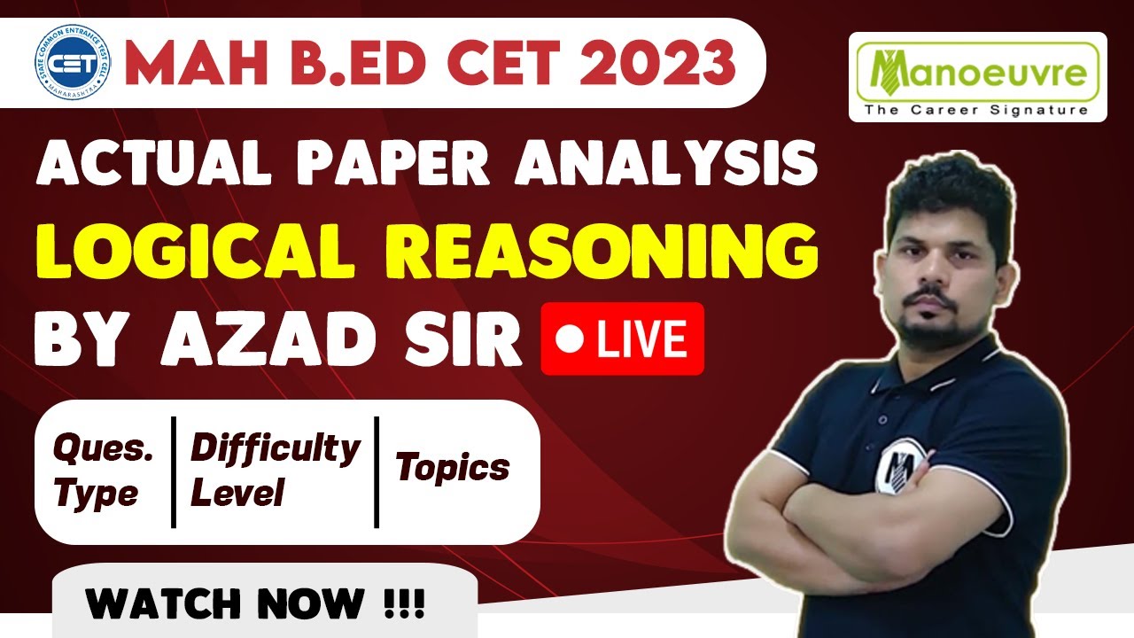 MAH B.ED CET 2023 - Actual Paper Analysis | Logical Reasoning by Azad Sir