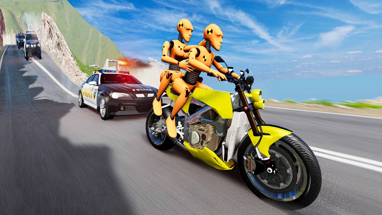 Fast Mountain Downhill: Cops With Machine Guns Multiply!