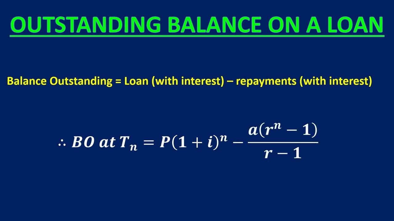 Financial Maths Balance Outstanding