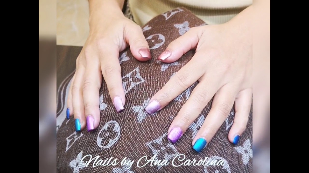 Rainbow chrome nails | tendencias 2021 | nail art ideas 2021 | short tapered square acrylic fullset
