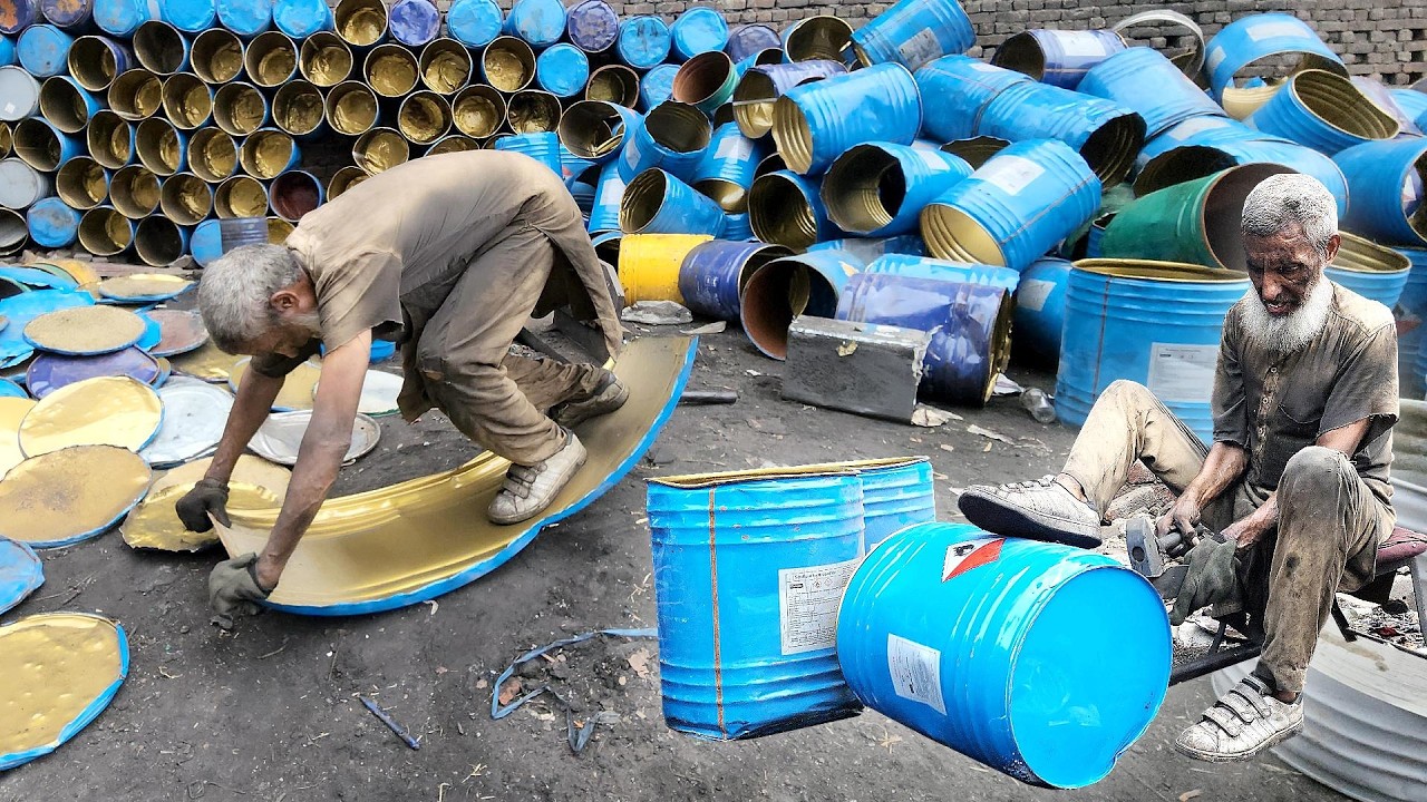 Turning Waste Oil Drums Into Strong Tricycle Tires | Amazing Oil Drums Recycling Process