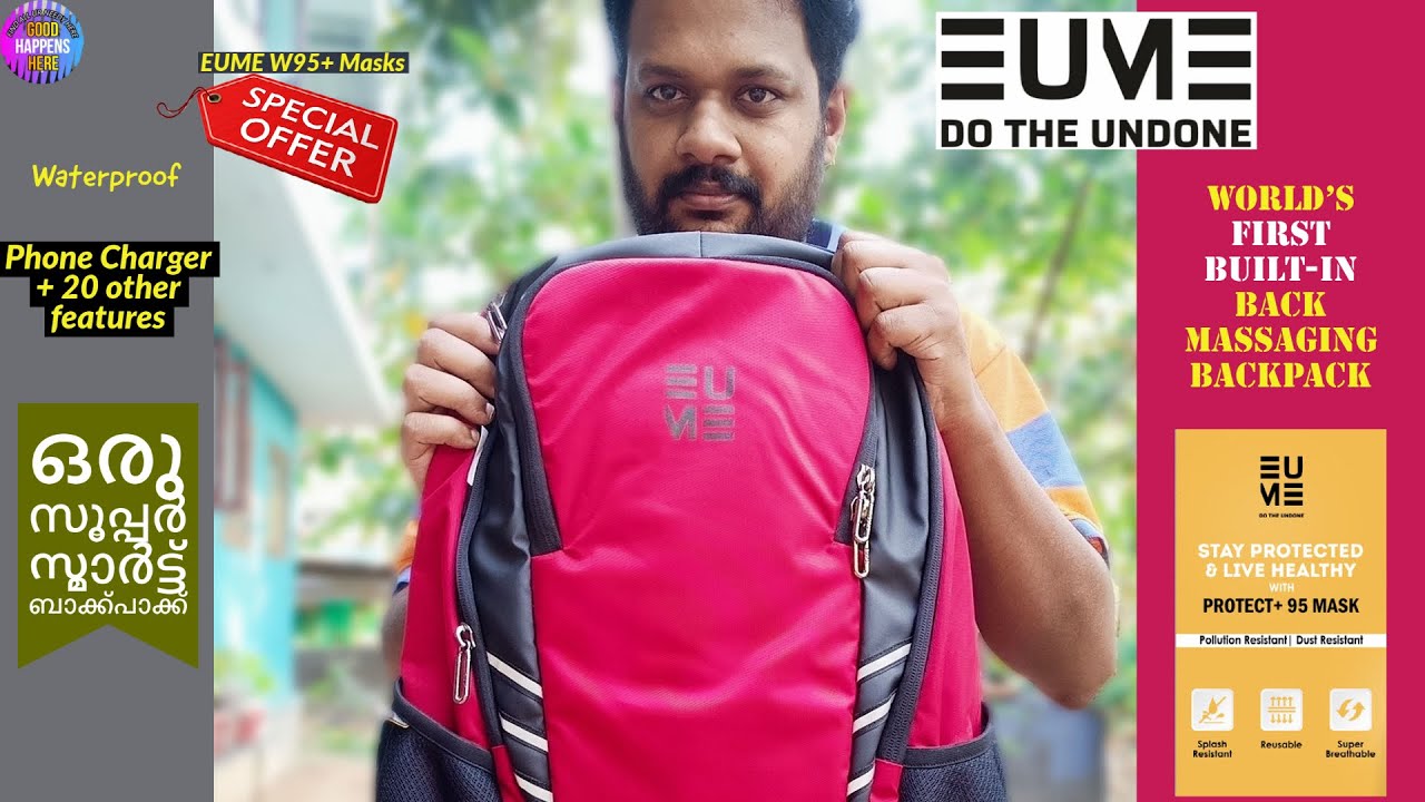 EUME Massager Laptop Backpacks | Built-In Massager - Water Resistant & Anti-Theft | Fits Up-to 15.6