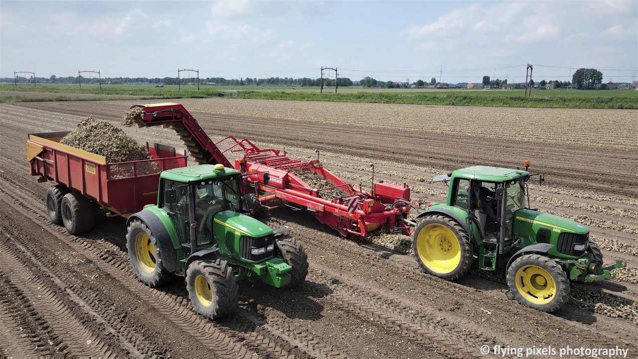 Uien laden | Loading onions | Zwiebeln laden | Grimme DL1500 | 4 x John Deere | Uienoogst 2021 | 4K