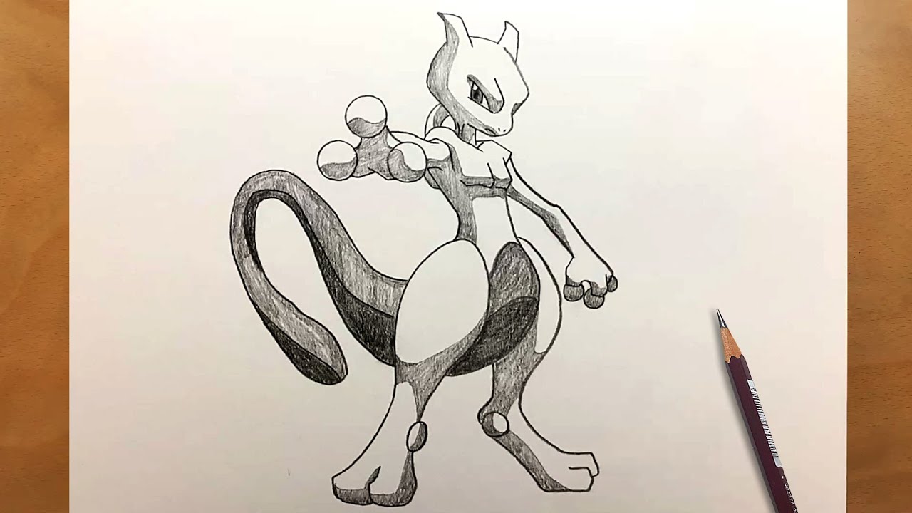 How to Draw Mewtwo Step by Step || Pokemon Anime Drawing || Easy Anime Tutorial