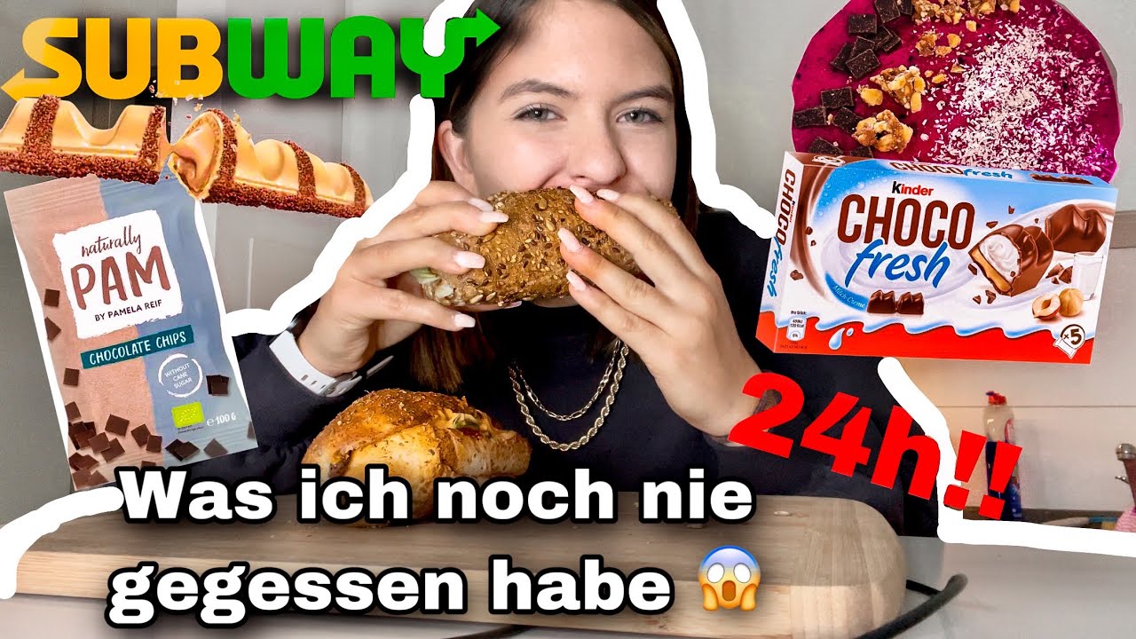24h Nur ESSEN WAS ICH NOCH NIE GEGESSEN HABE!! Bueno, Subway 🥖🍫