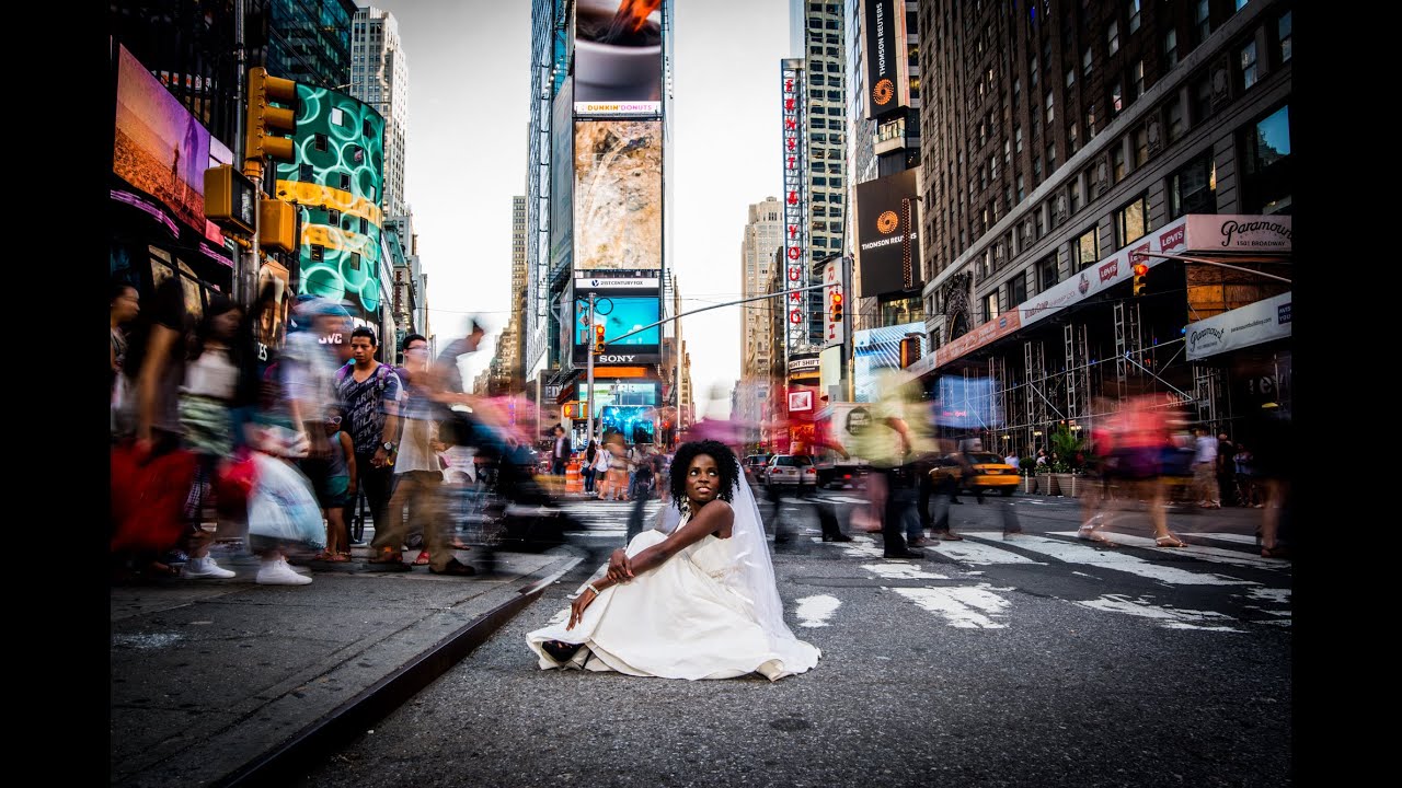 Times Square Bridals in New York City Photo Workshop with Jason Lanier & Charlie Chaplin