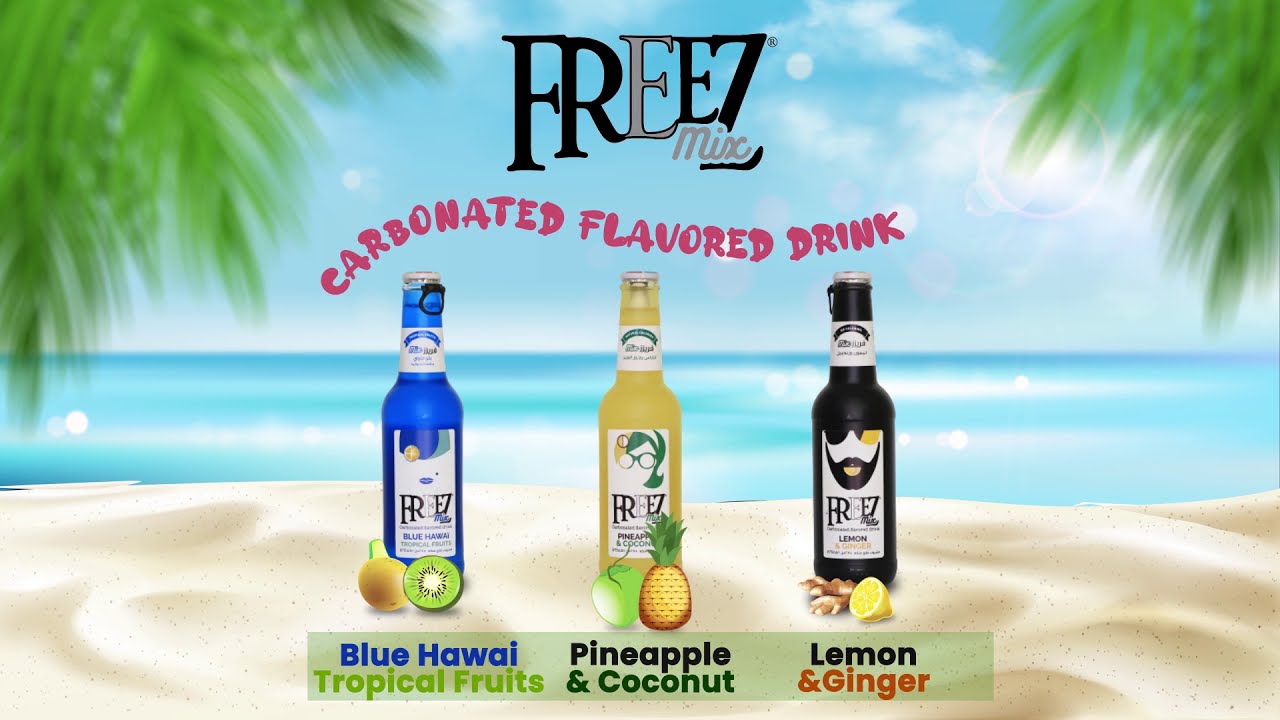 Lemon & Ginger flavour drink and Pineapple & Coconut drink nd Blue Hawai tropical fruits (freez mix)
