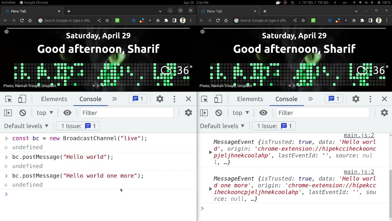 How to Enable Cross-Tab Communication in js with Broadcast Channel API