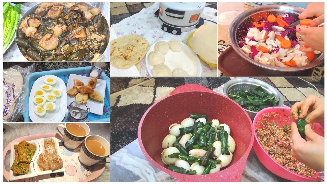 الاجواء الشتويه ماتحلى اذا موجدر دولمه وخبزحار😋دلع ودلال☕💃زوجي يقلد عليه يگلي موحلوه😒سويت طرشي احمر🥕