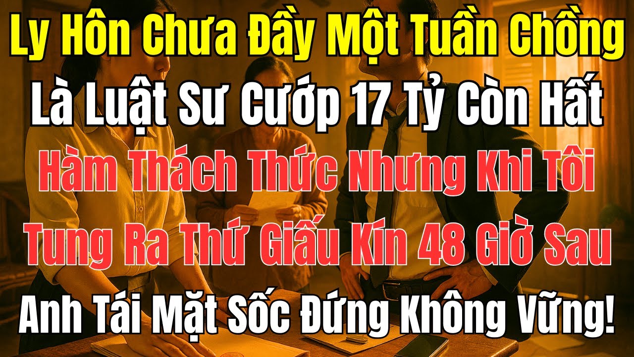 Câu Chuyện Gia Đình: Ly Hôn 1 Tuần, Chồng Luật Sư Cướp 17 Tỷ – 48 Giờ Sau Anh Tái Mặt