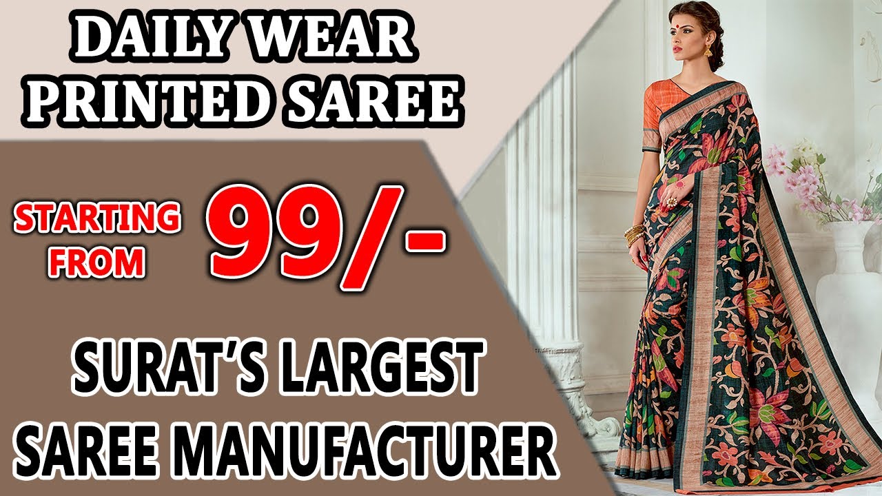 Daily wear printed sarees  | Printed saree collection | Surat printed saree, Export Saree from India