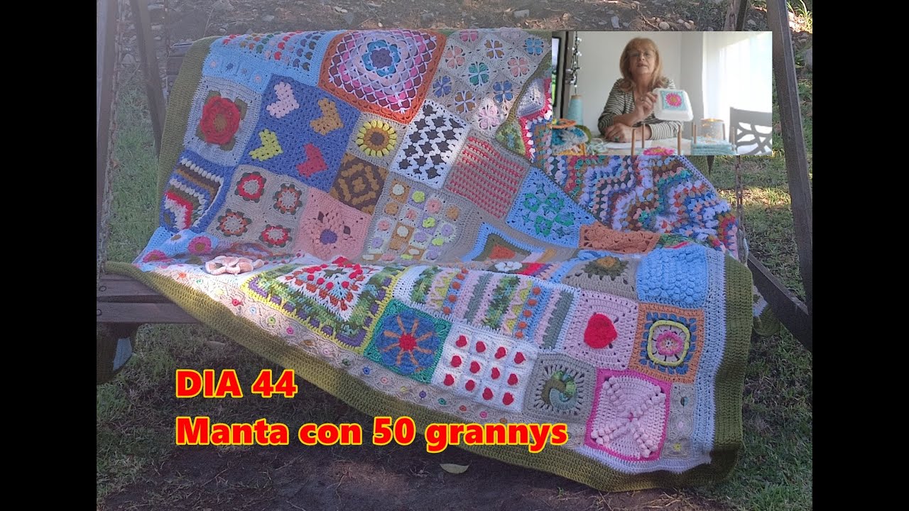 #día  44  Como tejer una manta en 50 días ,Grannys .Cuadraditos a crochet