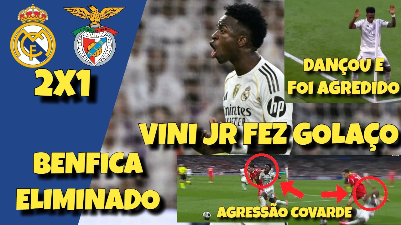 VINICIUS JR FAZ GOLAÇO DANÇA É AGREDIDO E CLASSIFICA O REAL CONTRA O BENFICA!