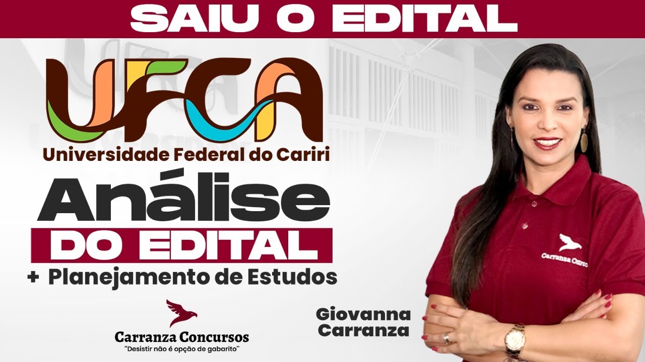 Concurso UFCA An&aacute;lise de Edital + Planejamento de Estudos para Aprova&ccedil;&atilde;o