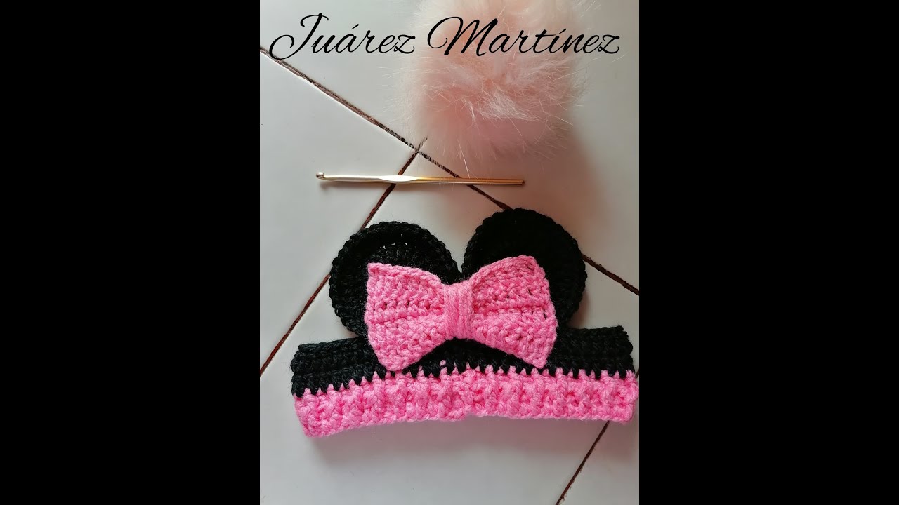 🥰😍👧diadema,turbante,vincha  de🥰😍👧minnie tejida a crochet 🥰😍👧