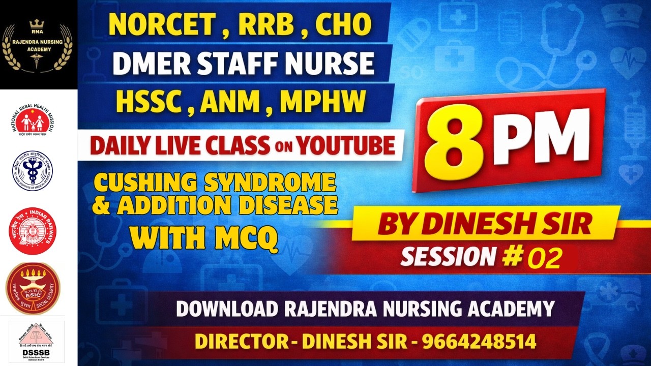 NORCET $ DMER $ STAFF NURSE $ HSSC $ CHO $ RRB Most Important Session -02#norcet #rrb #anm #dmer