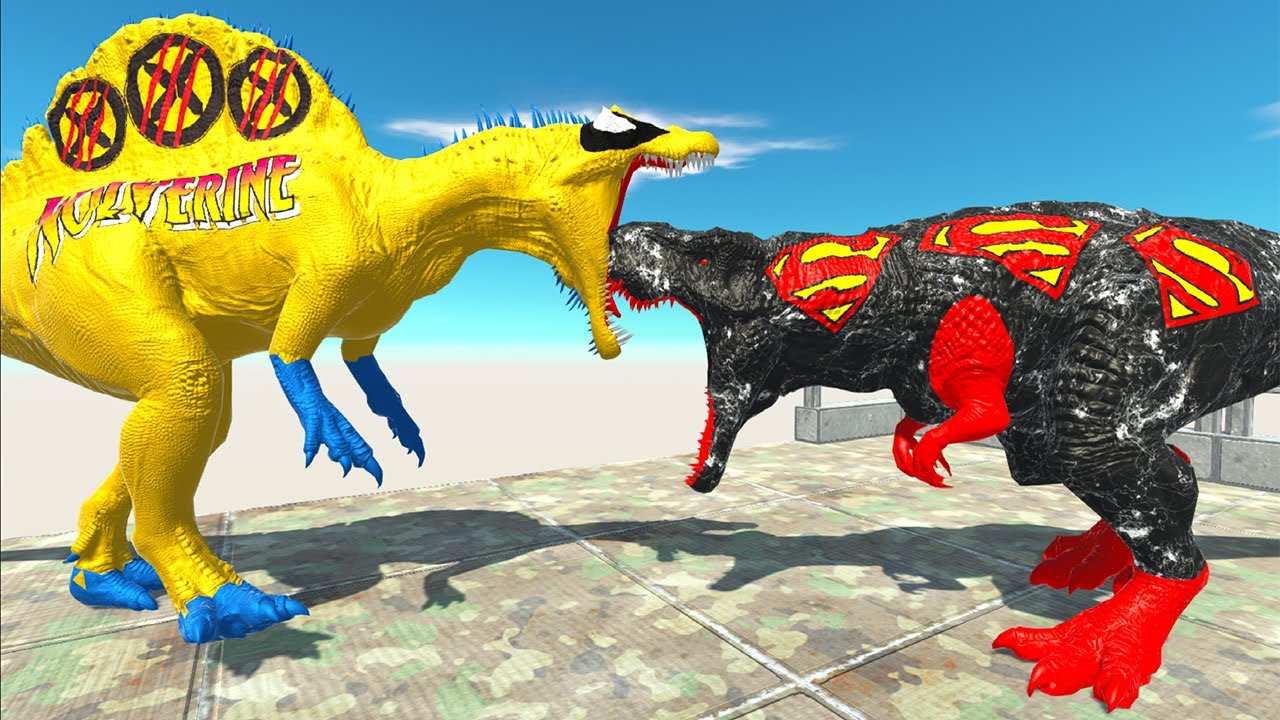 DARK VENOM-SUPERMAN T REX DEATH FALL - Animal Revolt Battle Simulator