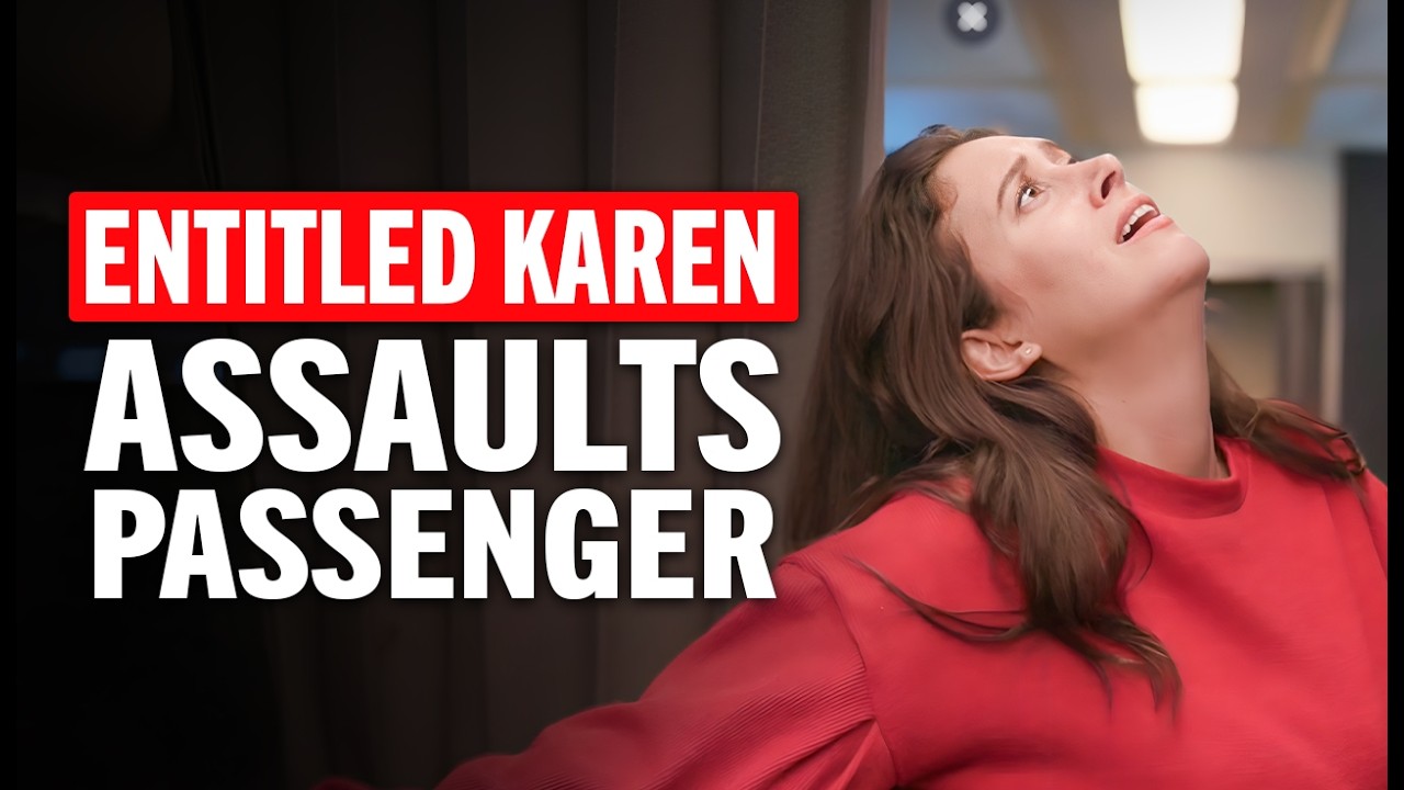 Karen threatens a flight attendant and gets arrested on board.