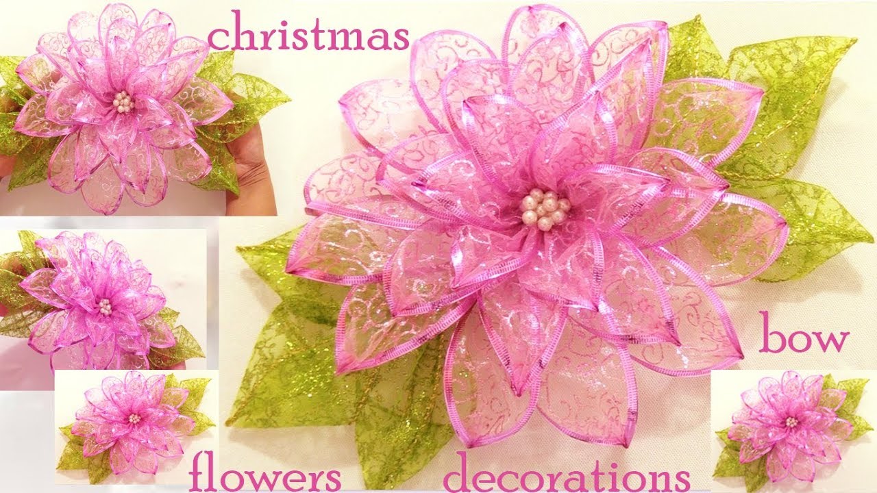Como hacer fácil moños flores decoraciones adornos de Navidad /DIY chritsmas ideas