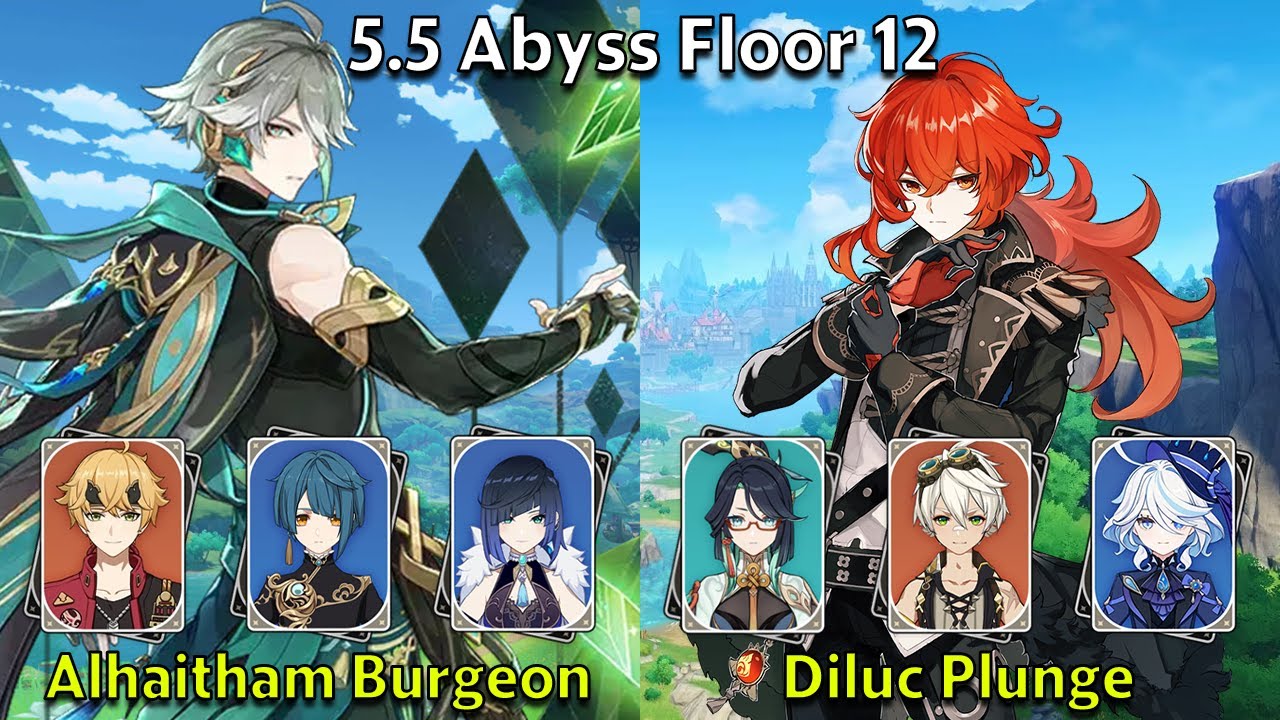 C0 Alhaitham Burgeon & C4 Diluc Plunge - Genshin Impact 5.5 Spiral Abyss Full Clear