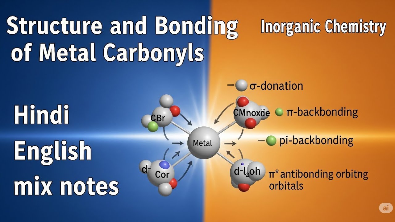 Structure and bonding of metal carbonyls in hindi || MSc inorganic chemistry hindi notes