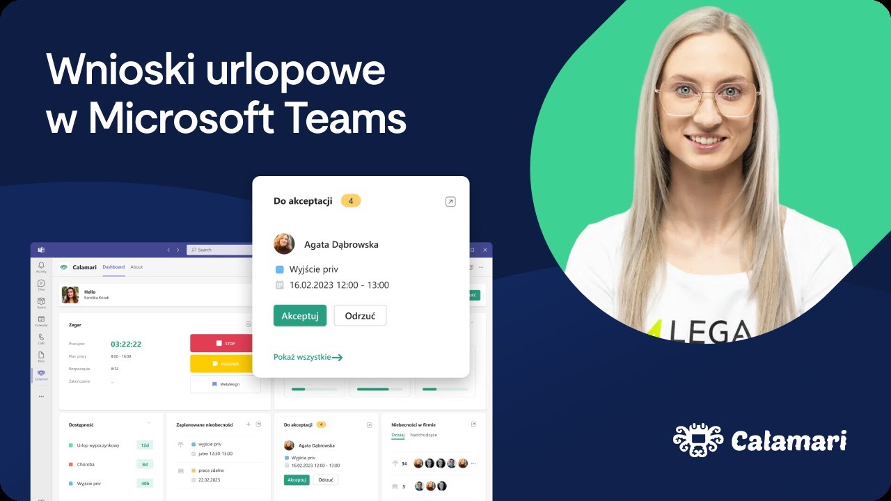 Jak składać wnioski urlopowe w Microsoft Teams | Integracja Calamari HR z MS Teams 2025