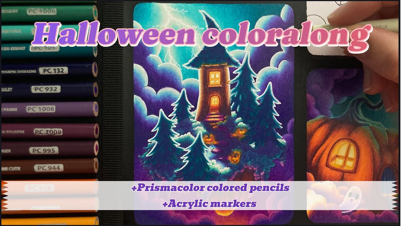 Lightning coloring tutorial | Halloween coloralong | Prismacolor colored pencils | part 2